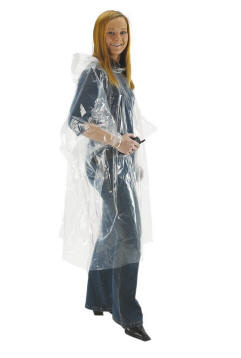 Poncho emergency, hvid - gennemsigtig - velegnet til festival og campingbrug
