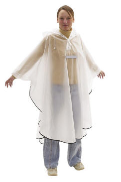 Poncho PEVA hvid white with reflectors, 0,13 mm. - til brug for det daglige, p� festivaller, camping og ved byfester