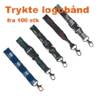 Trykte og vvede logobnd og formskrede "zippers":