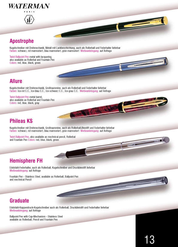 SPECIALPENNE OG PENCILS Str�artikler, s�som kuglepenne, linere, og fyldepenne med tryk, pr�g, og gravering produceres efter opgave - og mulighederne er uendelige.