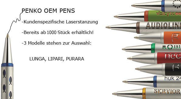 LASERGRAVERING AF Str�artikler, s�som kuglepenne, linere, og fyldepenne med tryk, pr�g, og gravering produceres efter opgave - og mulighederne er uendelige.