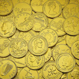 Steenlands chokolade mønter og medaljer.