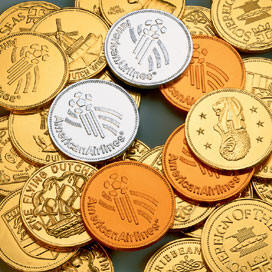 Steenlands chokolade mønter og medaljer.