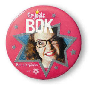 Badges i st�rre antal med tryk som str�reklame, eller...