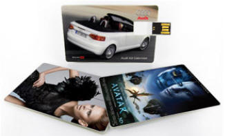 Wafer USB kort i hvidt materiale med muligheder for digitaltrykt budskab og logo