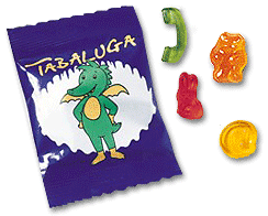 Frugtvingummi Maxipose Iøjnefaldende reklame med Maxiposerne, lækkert frugtvingummi i