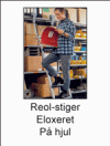 Reol-stige p� hjul. Eloxeret 80 mm brede ergonomiske trin med polstret forkant.  Obs! Ved bestilling opgiv lodret oph�ngsh�jde. Reolstiger er specialordre og kan ikke returneres. 