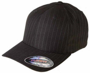 6195P Black Flexfit Pinstripe 6-panel, mid-profile, fitted stretch cap