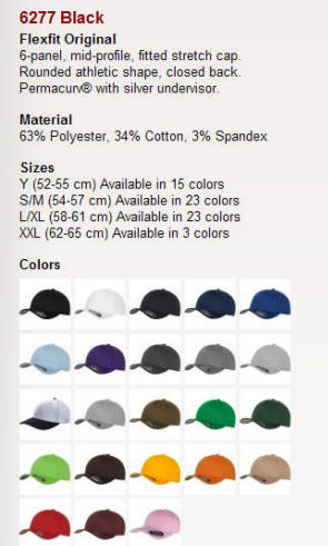 6277 Black Flexfit Original 6-panel, mid-profile, fitted stretch cap.