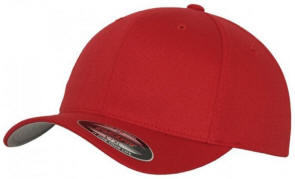 6277 Red Flexfit Original 6-panel, mid-profile, fitted stretch cap.