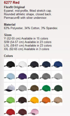 6277 Red Flexfit Original 6-panel, mid-profile, fitted stretch cap.