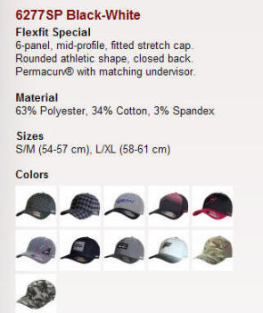 6277SP Black-White Flexfit Special 6-panel, mid-profile, fitted stretch cap